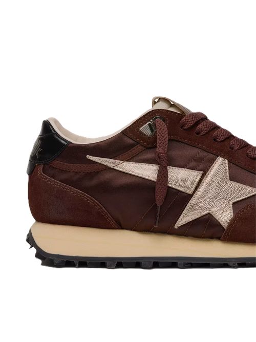 Sneaker Marathon con tomaia in satin color marrone e stella in pelle platino Golden Goose | GMF00683.F007841.55661BROWN/PLATINUM